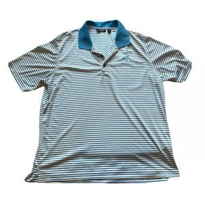 PINEHURST 1895 by Adidas Men’s Striped Blue And White Golf Shirt XL X-Large EUC